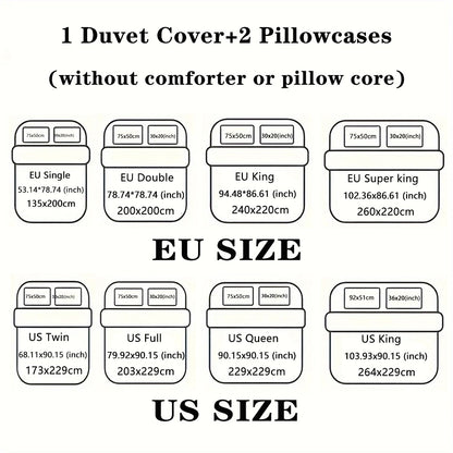 3-Piece Christmas Dwarf Pattern Print Set (1 Down Duvet Cover+2 Pillowcases, Core Free) Soft and Comfortable Bedding Set