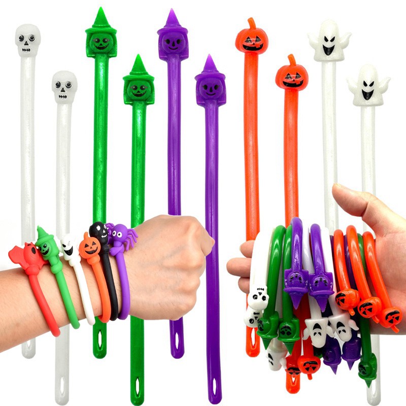 Soft Stretch Silicone Wristbands Spider Bat Skull Pumpkin Ghost Halloween Party Favors Goodie Bag Fillers Trick or Treat Rewards