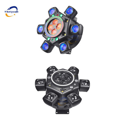 150W RGBW 4-in-1 6 Arm Moving Head Dye Bee Eye Effect Light DMX512 Remote Control DJ Disco Bar Birthday Party Christmas Stage