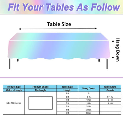 Tablecloth For Table Nappe De Table Tablecloth Birthday Iridescent Disco Party Decor Shiny Laser Holographic Disposable Covers