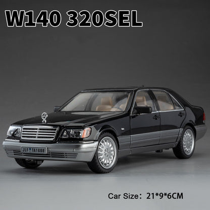 1:24 W140 300SL Toys Alloy Miniature Car Diecast Model Doors Opened Sound Light Pull Abck Rubber Tires Vehice Kid Christmas Gift