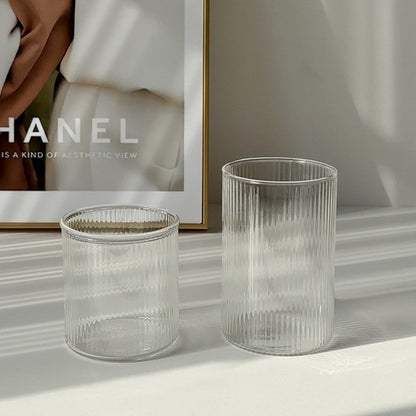 Copo de Vidro Listrado para Uso Doméstico, Copo Transparente para Café, Leite, Suco Gelado, Caneca de Chá, Latte, Utensílios de Bar, Decoração Retrô para Casa