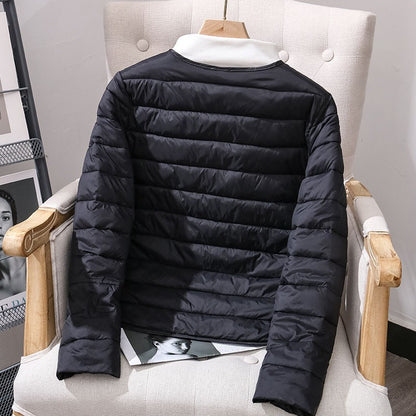 2025 New Lightweight Down Cotton Coat Women Autumn Winter Long Sleeve Slim Warm Parkas Female Portable Packable Ski Short Jacket