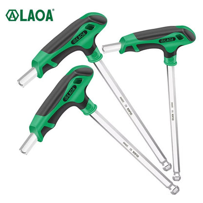 LAOA 1 peça de conjunto de chave allen T-ball de 2 a 10 mm S2, chave hexagonal 58HRC, chave de fenda hexagonal para ferramentas de hardware