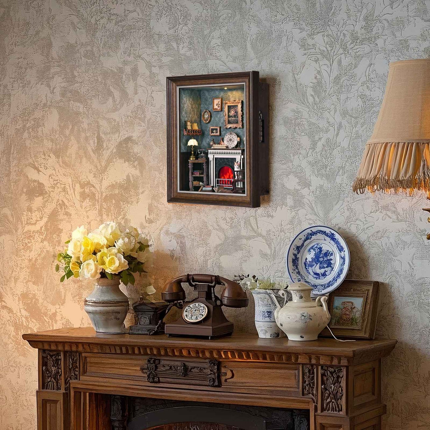 DIY Book Nook Bookshop Kit Photo Miniature Wooden Dollhouse with Light Bookshelf Insert 3D Puzzle Decor for Gift Owl Bookstore