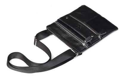 HUMERPAUL Genuine Leather Men's Crossbody Bags Large Capacity Shoulder Sling Bag Multifunction Short Travel Messenger Pack