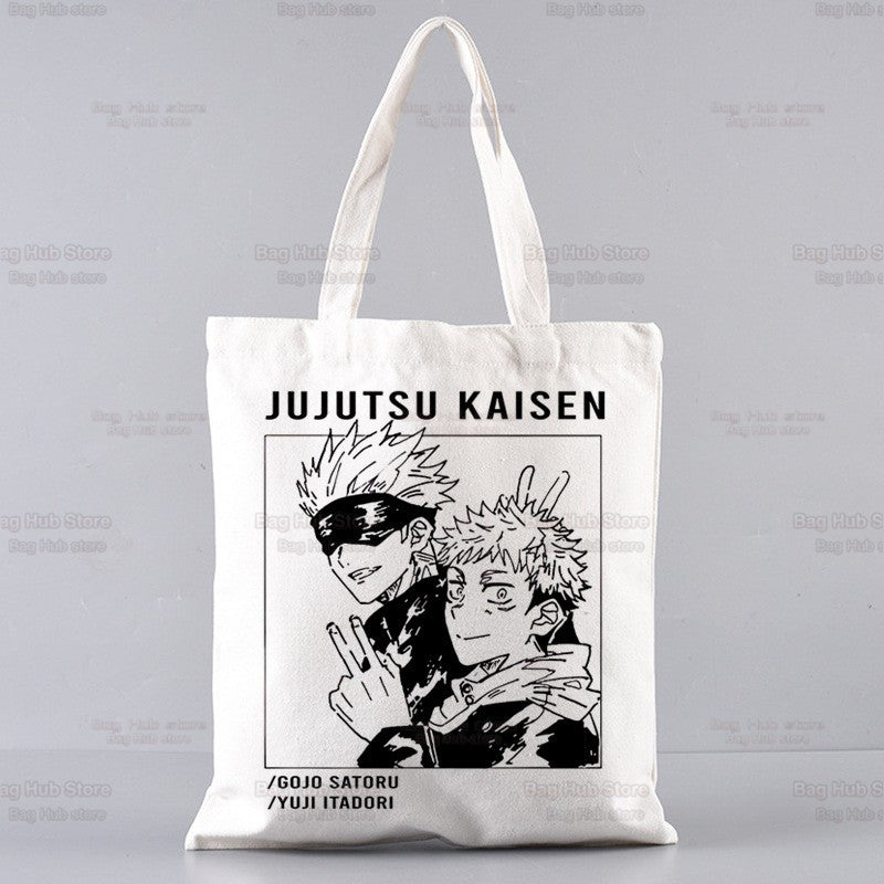 Jujutsu Kaisen Cartoon Shopping Bag Ryomen Sukuna Itadori Yuji Bolsas De Tela Shopper Okkotsu Yuta Gojo Satoru Shopping Jute Bag