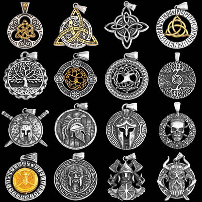 Colar Nórdico Vikings Árvore da Vida Odin Vários Homens Amuleto Celta Pingente Aço Inoxidável Charm Vintage Joias Punk Atacado
