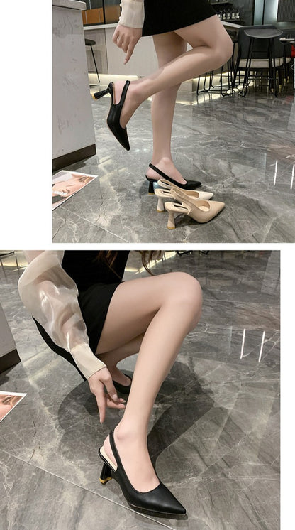 Sapatos Femininos de Verão com Salto Agulha, Bico Fino, PU Respirável, Confortáveis e Elegantes, Boca Rasa, Sandálias Sensuais