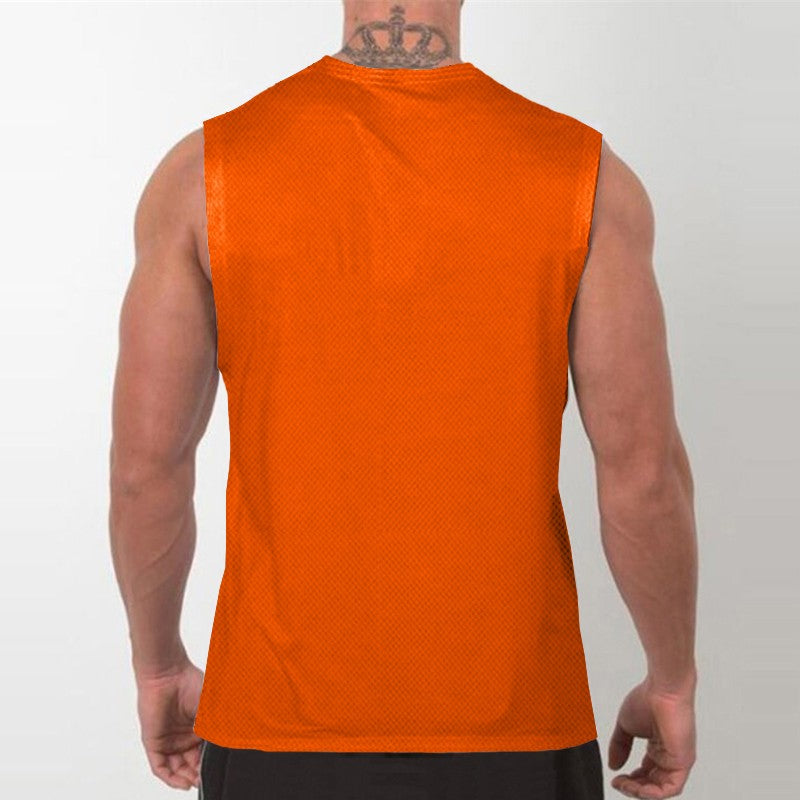 Mens Running Sleeveless Sport Tank Tops Gym Bodybuilding Fitness Workout Muscle Vests Mesh Cool Breathable Quick Dry T-Shirts