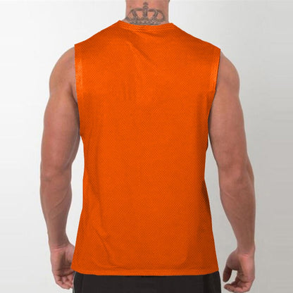 Mens Running Sleeveless Sport Tank Tops Gym Bodybuilding Fitness Workout Muscle Vests Mesh Cool Breathable Quick Dry T-Shirts