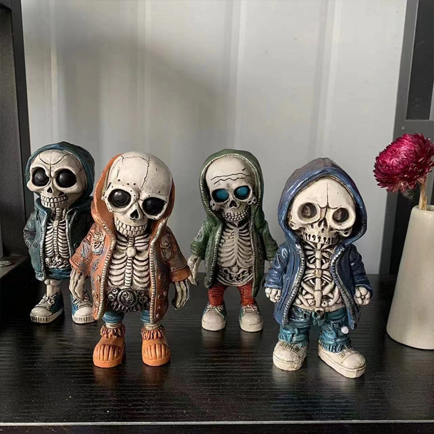 Cool Skeleton Dolls Figurines Skull Resin Statue  Halloween Party Decoration Home Accessories Living Room Bedroom Gift