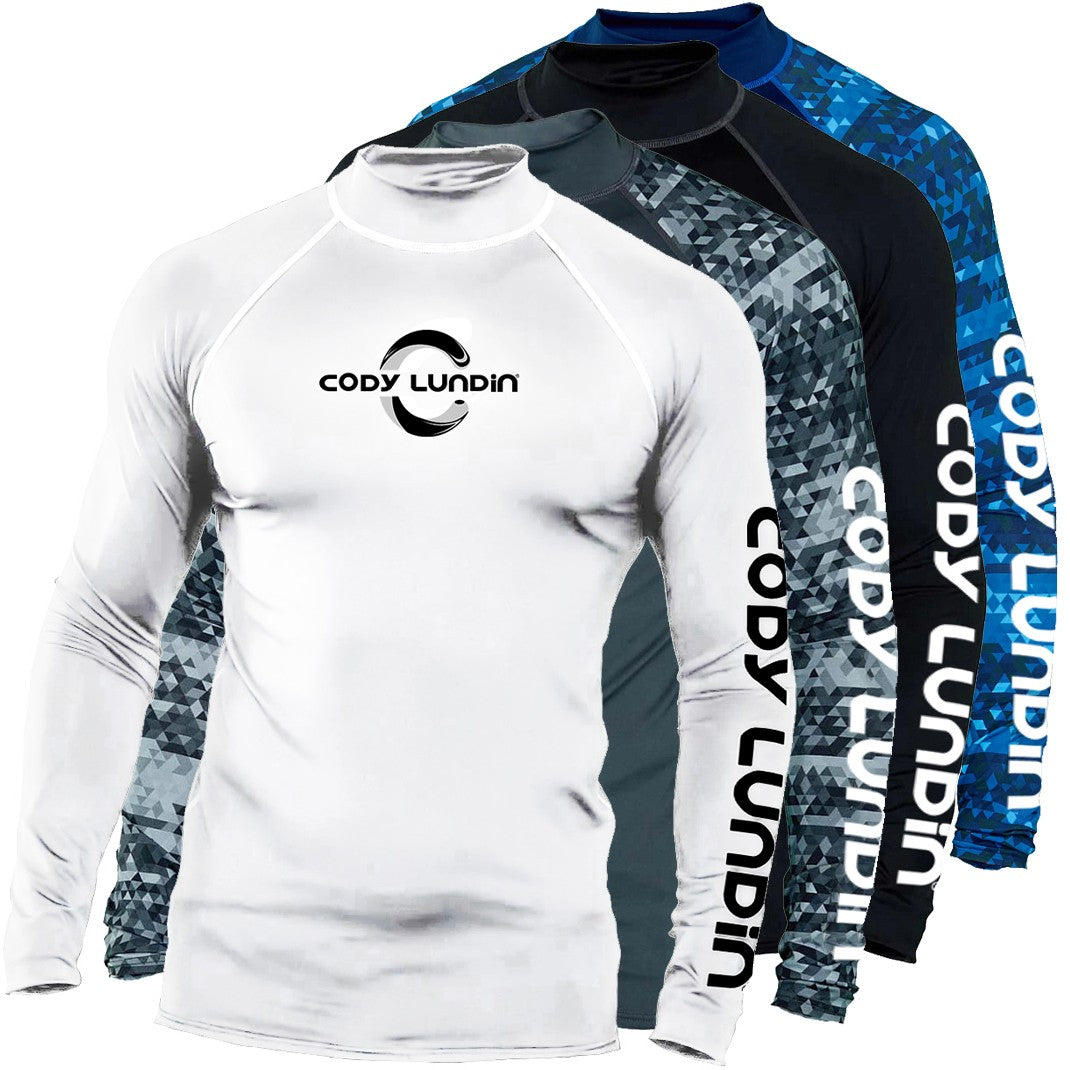 Surfing Long Sleeve Men's Shirts Sun Protection Upf 50+ Rash Guard Camiseta Surf Mock-Neck Swimwear Diving Performance Clothing