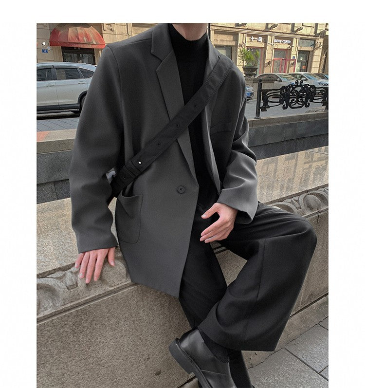 2024 Spring Summer Men Formal Blazers Men Korean Fashion Loose Casual Dress Jacket Men Harajuku Social Suit Jacket Clothing