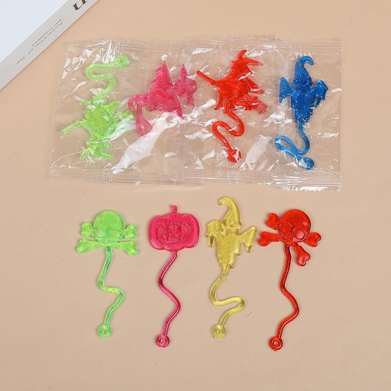 12/30PCS Halloween Stretchy Sticky Toy Kids Treat Or Trick Gift Pumpkin Ghost Witch Fun Toys Birthday Party Favors Goodie Filler