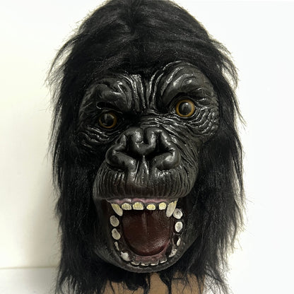 Black Realistic Gorilla Latex Mask for Halloween Party Cosplay Costume Prop Full Face Animal Headgear