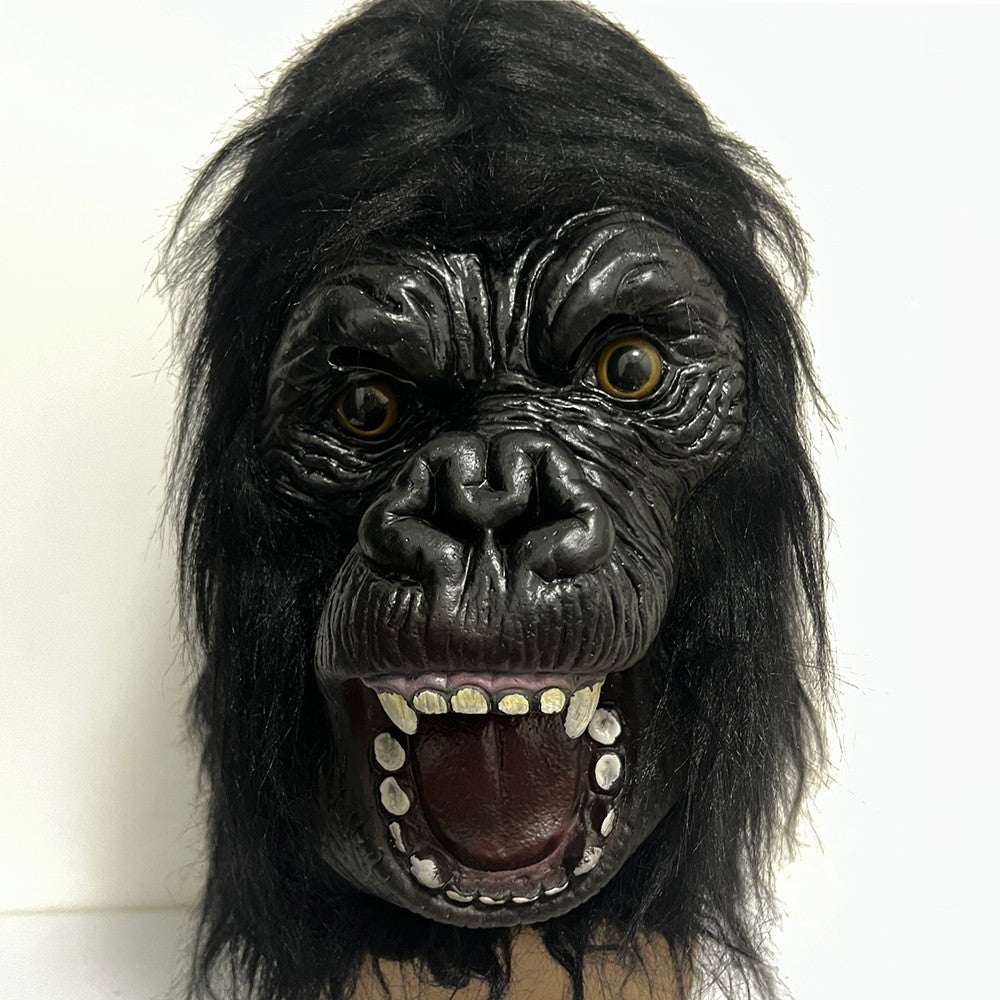Black Realistic Gorilla Latex Mask for Halloween Party Cosplay Costume Prop Full Face Animal Headgear
