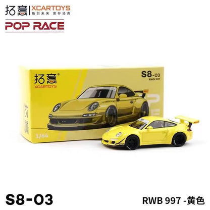 POP RACE 1/64 Porsche RWB Skyline GTR PANDEM DATSUN Mazda RX7 Toyota Coleção de Carros Miniatura de Liga Fundida em Vitrine