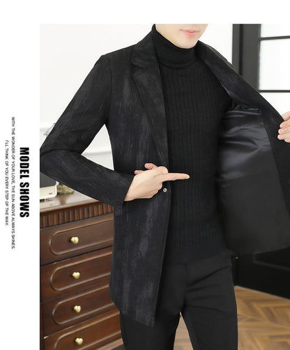 Men's woolen overcoat, mid-length, regular Korean style fashionable and trendy woolen coat jacket for autumn and winter