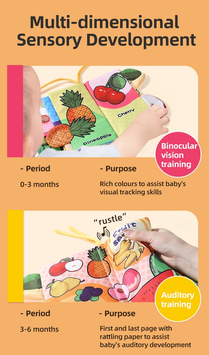 Baby Cloth Book Baby Toys 0-3 Year Old Infant Early Education Toys 6 Pages Cloth Book