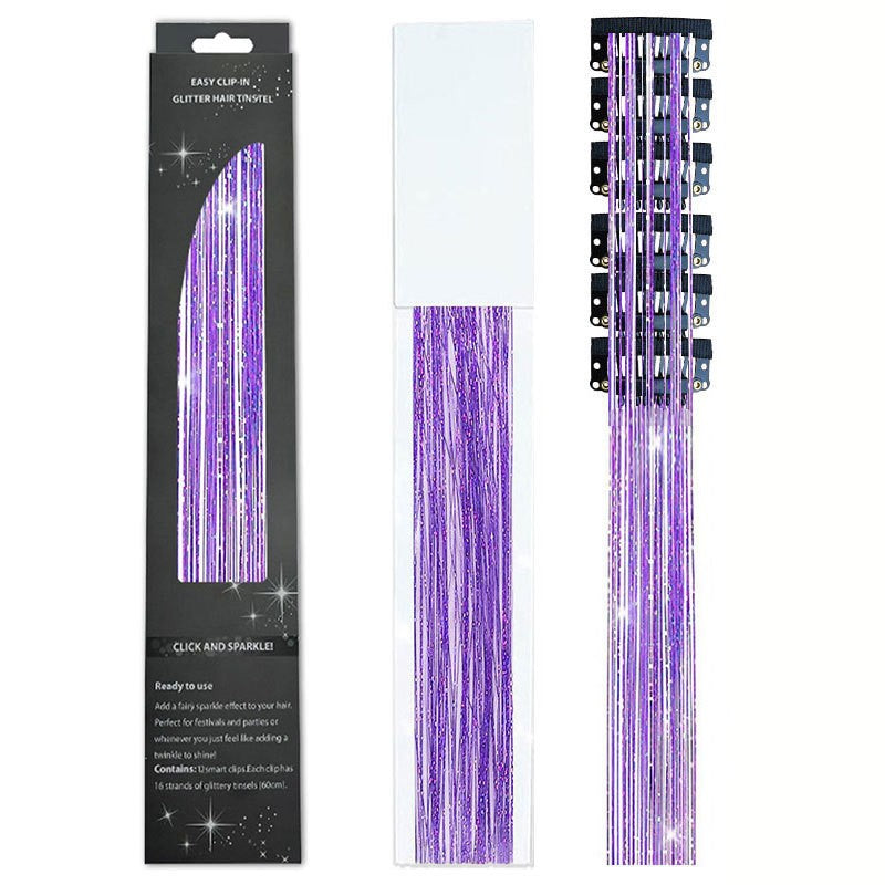 6/12 peças de tic-tac de cabelo sintético, peça única, extensões de cabelo com brilho feminino, kit de enfeites de cabelo, peruca brilhante resistente ao calor