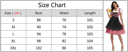 Adult Women Oktoberfest Dirndl Carnival Party Traditional German Bavaria Beer Girl Dress Maid Costume Dress+Apron Outfit