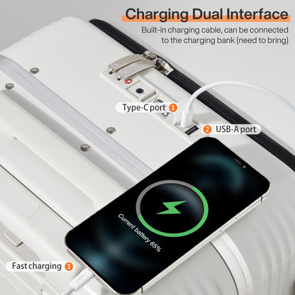 Mixi NOVA Mala de Viagem com Estrutura de Alumínio e Rodas, com Porta USB, Suporte para Copo e Celular, Bagagem de Mão de Bordo 20 24 Polegadas