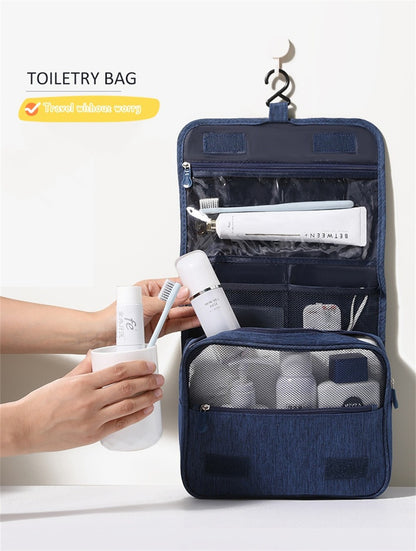 Portable Toiletry Washbag with Hanging Hook Waterproof Women Bathroom Cosmetic Storage Bag Large Capacity Travel Men Makeup Case