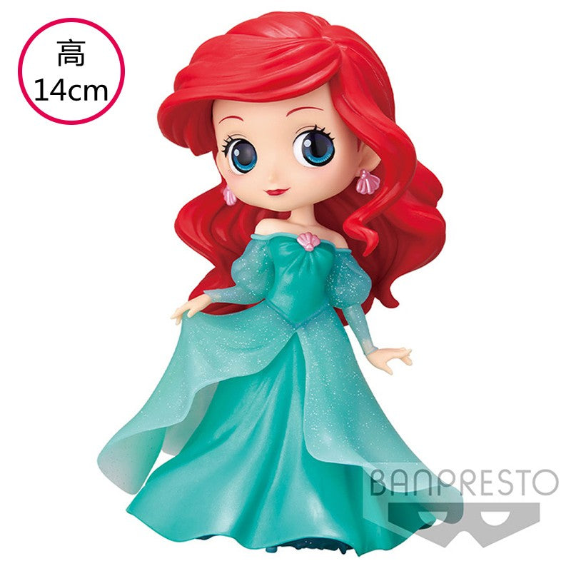 Bandai Disney A Pequena Sereia Anime Qposket Personagens Ariel Linha Glitter Boneco de Ação Modelo Colecionável Brinquedos Presente de Aniversário
