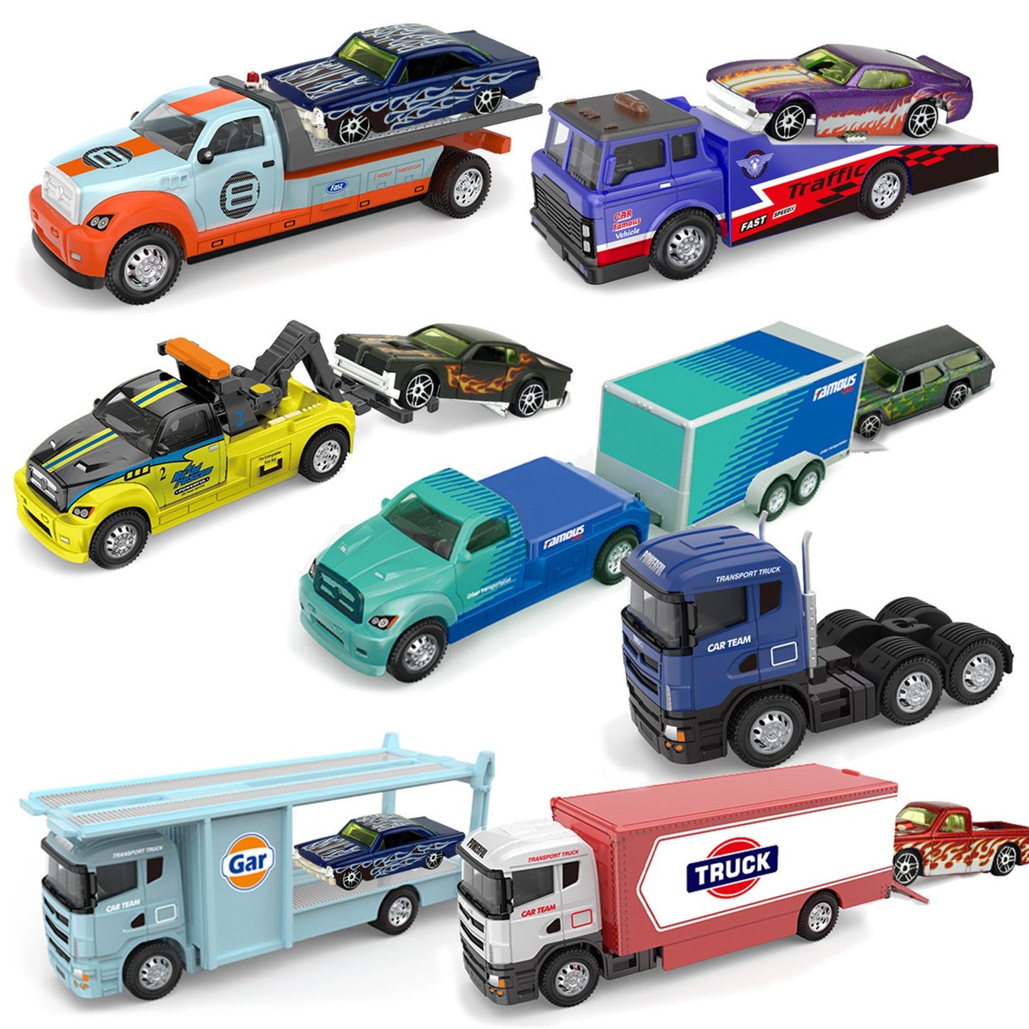 Minicaminhão de Reboque de Contêiner 1:64 Brinquedo Modelo de Liga Série de Carros Diecast com Veículos de Metal de Fricção Modelo Clássico Presente Infantil