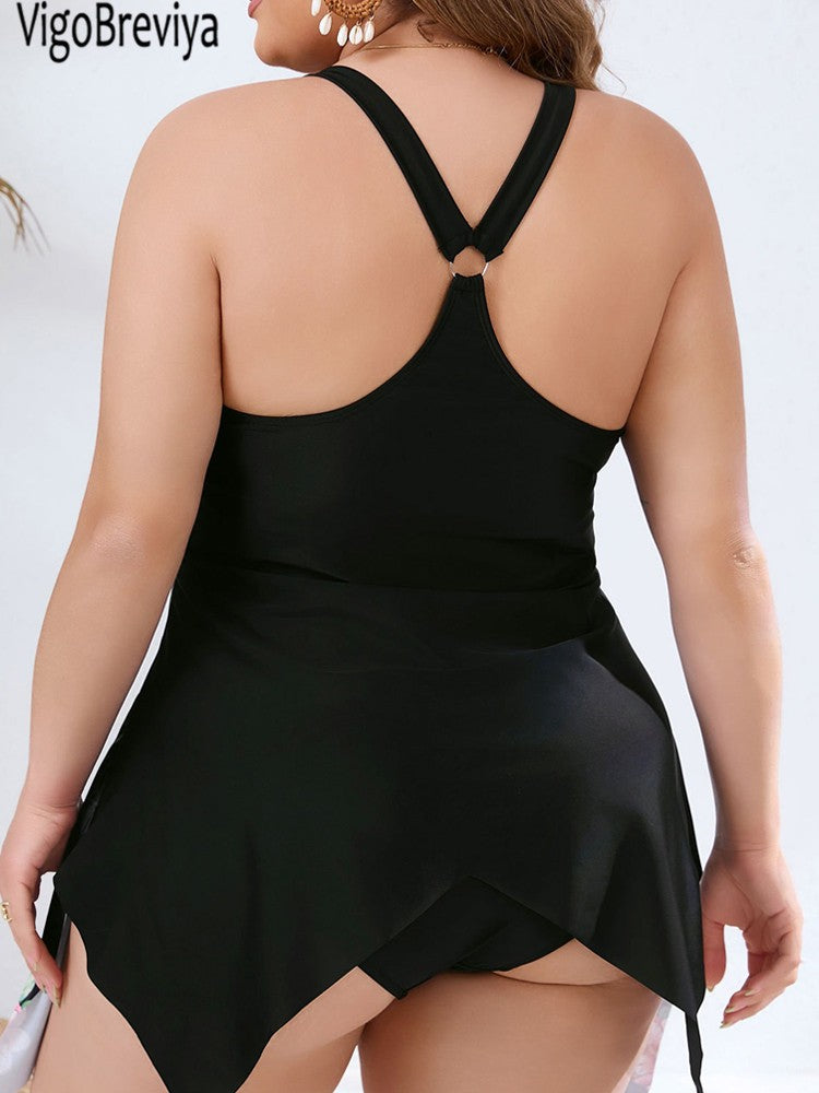 VigoBreviya 2025 Print Strapped 2 Piece Plus Size Tankini Women High Waist Curvy Swimsuit Lady Brazilian Beach Big Bathing Suit