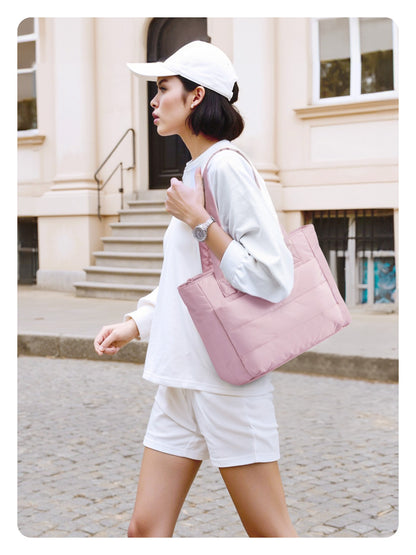 BAGSMART Women's Tote Bag Simple Travel Bag Casual Commuting Messenger Handbag Student College Shoulder Bag