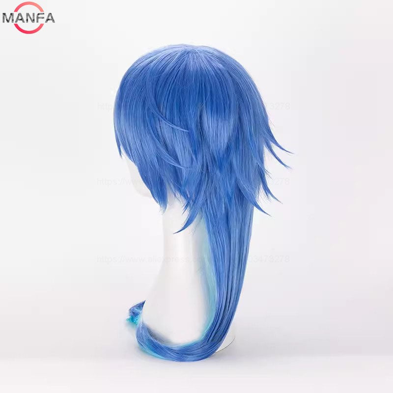 Peruca Cosplay Dramatical Murder DMMD Seragaki Aoba Gradiente Azul Resistente ao Calor Sintética + Touca de Peruca