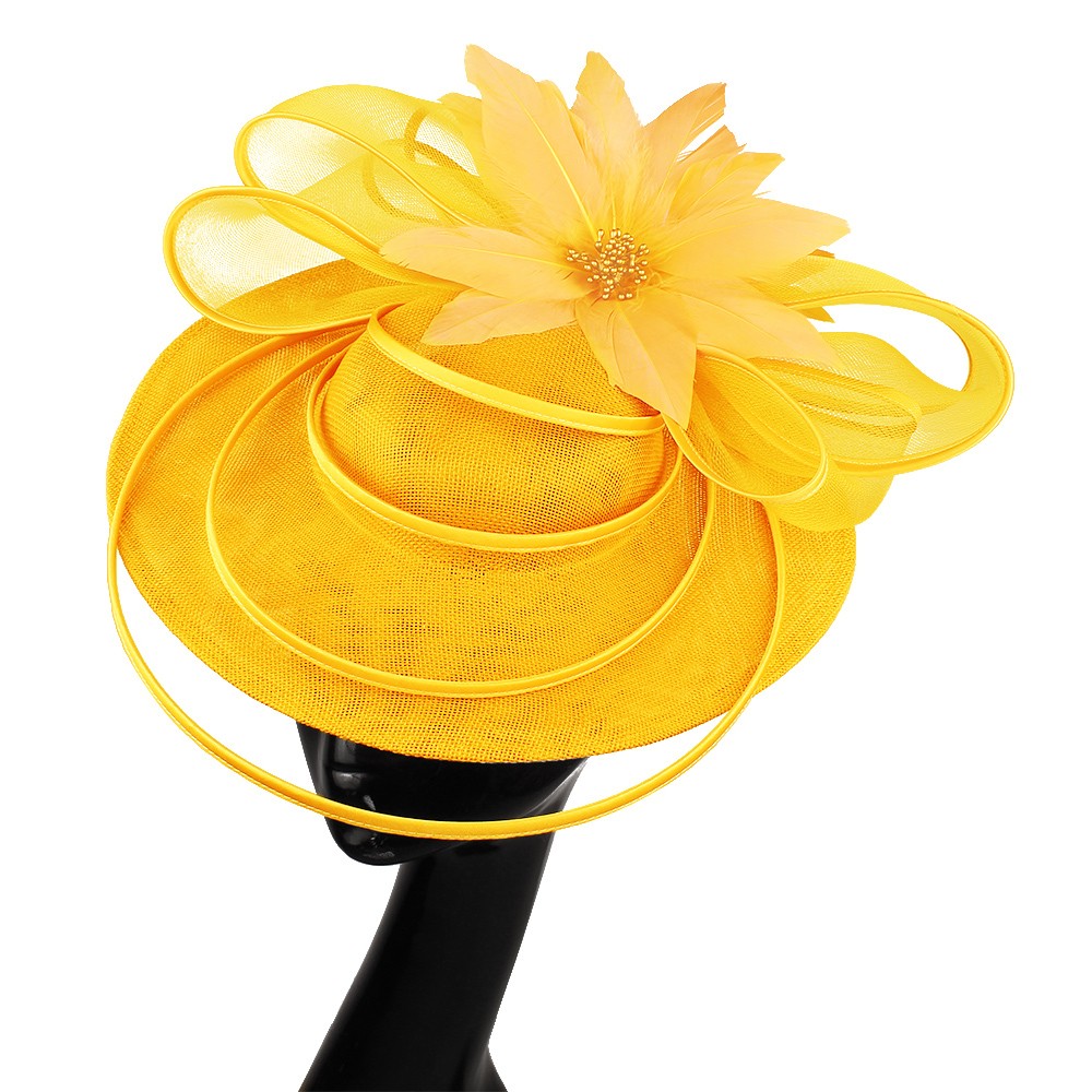 Chapéus Fascinators Femininos Multimodais com Laço de Flor Imitação Chapéu Noiva Derby Pillbox Casamento Acessórios de Cabelo