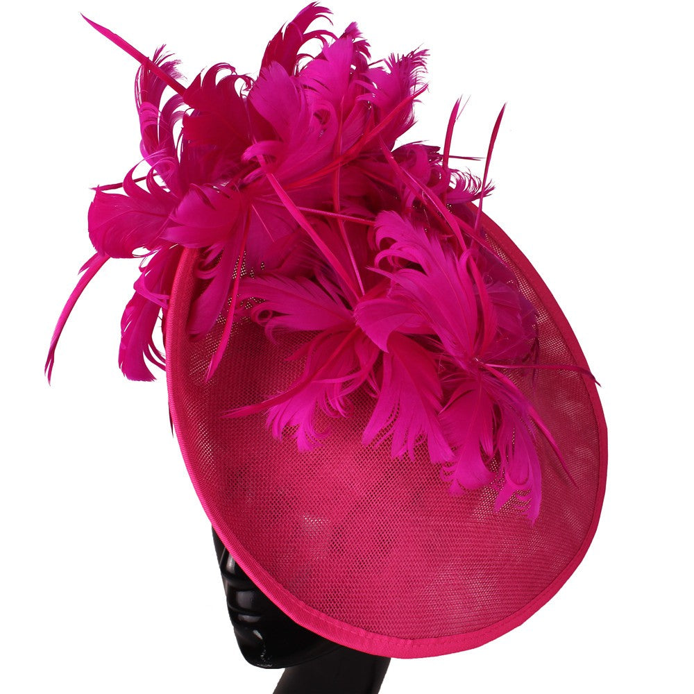 Bonés Cinzentos Millinery Com Acessórios de Tiara Imitação Sinamay Chapéu Derby de Coquetel Feminino Fascinadores de Cabelo de Noiva com Pena Chique