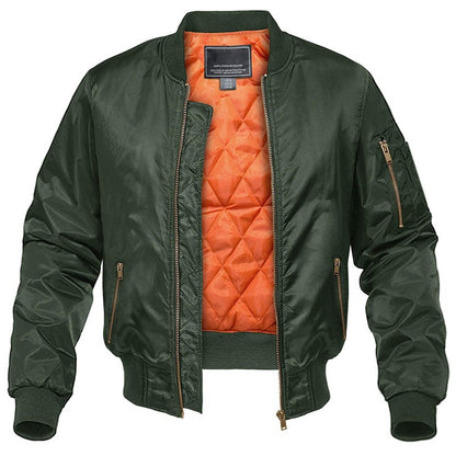 MAGCOMSEN Men's Aviator Jackets Thick Warm Orange Lining Bomber Jackets Fall Winter Casual Windproof Coats