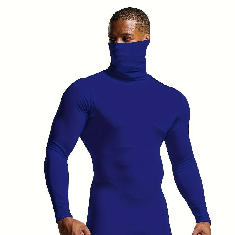 Hot Winter Warm Men Mock Neck Basic Plain T-shirt Blouse Pullover Long Sleeve Top Male Outwear Slim Fit Stretch Fashion Sweater