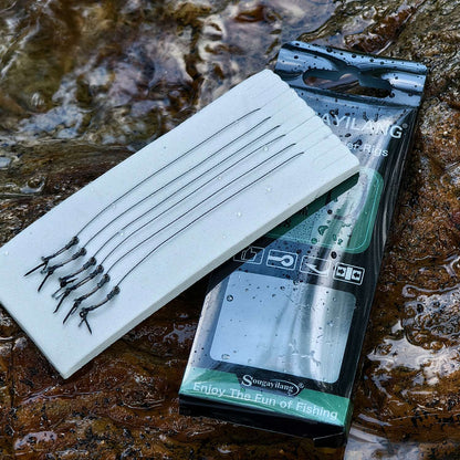 Conjunto de 6 Anzóis Sougayilang para Pesca de Carpa Europeia, Afiados com Múltiplas Camadas de Reforço de Afiação na Ponta para Pesca de Carpa