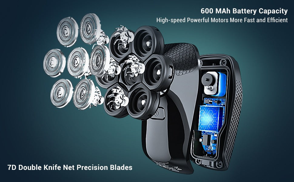 Kensen 5 In 1 Electric Shaver 7D Floating Cutter Head Rechargeable Shaver Kit For Men IPX6 Waterproof Beard Trimmer head shavers