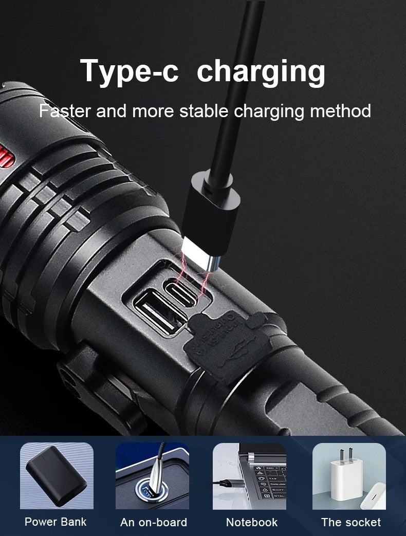 XHP390 Most Powerful Flashlight Usb Rechargeable Led Torch Strong Light Military Tactical Flashlights With Magnet Lantern