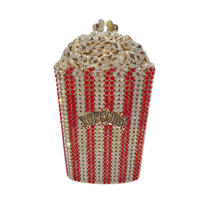 XIYUAN Popcorn Crystal Clutch Bags MINI Metal Box Minaudiere Purses Wedding Party Dinner Handbags Rhinestone Clutches Bags Gift