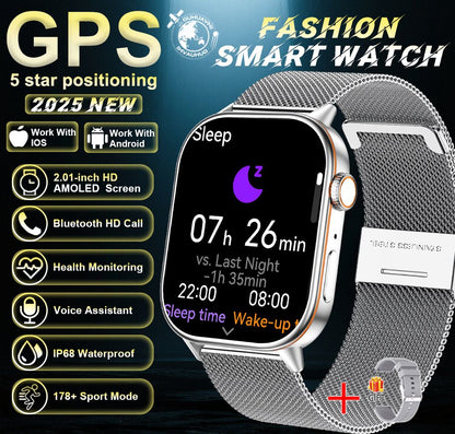 2025 Military GPS Smart Watch Men Flashlight Compass Waterproof Outdoor Sports Tracker Bluetooth Call Smartwatch For Android IOS
