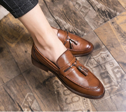 Formal Leather Shoes For Men Classic Men's Dress Shoes Tassel Social Leather Brouge Shoes Men Casual Business Leather Loafer Man