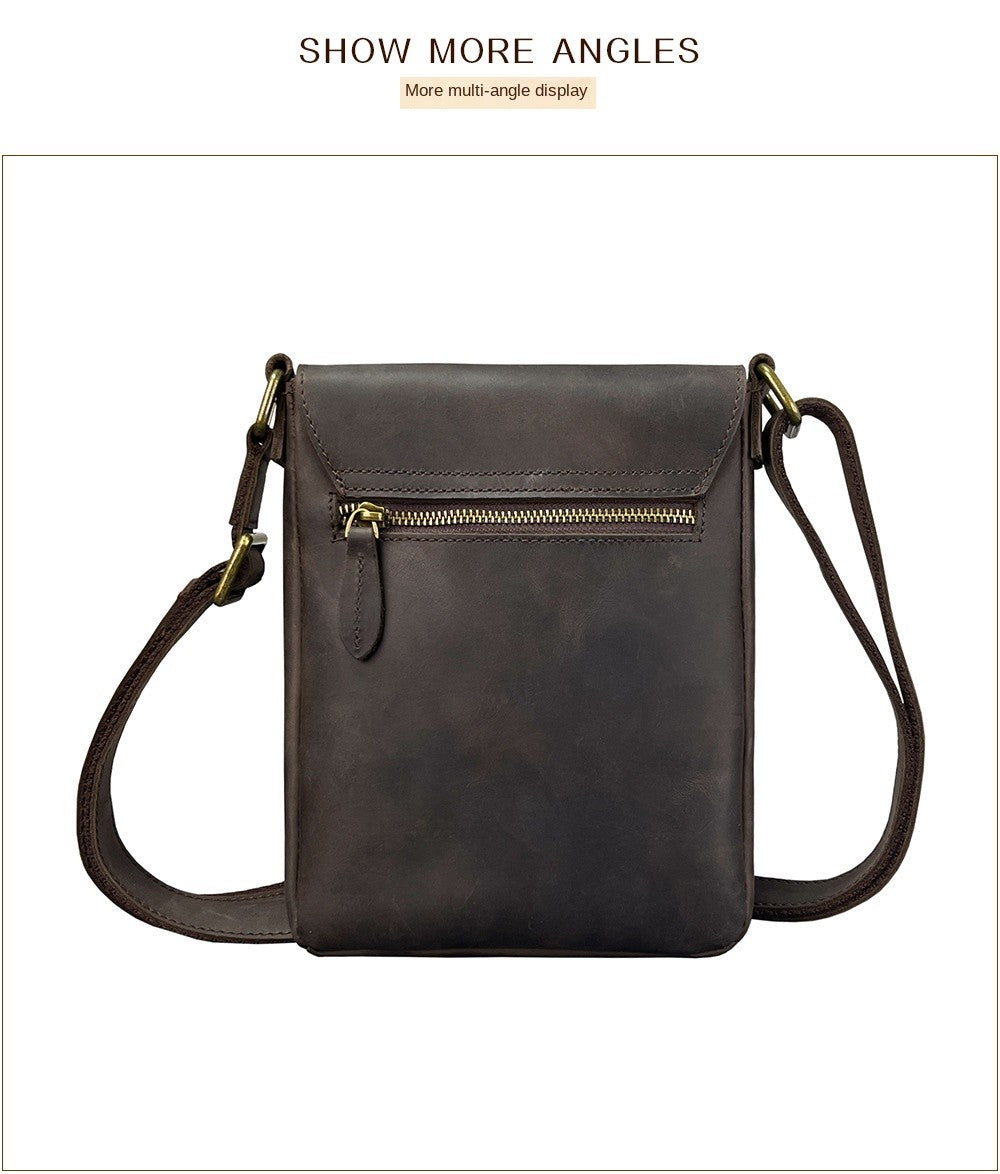 New Men's Cow Leather Crossbody Bag Man Shoulder Bag Casual Male Small Simple Bag For Men