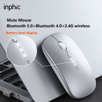 Inphic M1PRO Bluetooth Mouse Rechargeable 2.4G Wireless Mouse Office Mute Ultra thin and portable For Computers Laptops Tablets