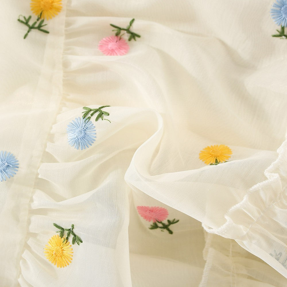 Summer Flower Embroidered Chiffon Dress for Baby Girl Birthday Dress High Quality Kids Clothes Send Big Bow