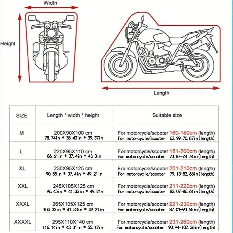 Capa de Moto Impermeável para Todas as Estações, à Prova de Poeira, Proteção UV, Uso Externo e Interno, Scooter, Tecido 210D Resistente ao Desgaste, Capa para Motocicleta