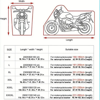 Capa de Moto Impermeável para Todas as Estações, à Prova de Poeira, Proteção UV, Uso Externo e Interno, Scooter, Tecido 210D Resistente ao Desgaste, Capa para Motocicleta
