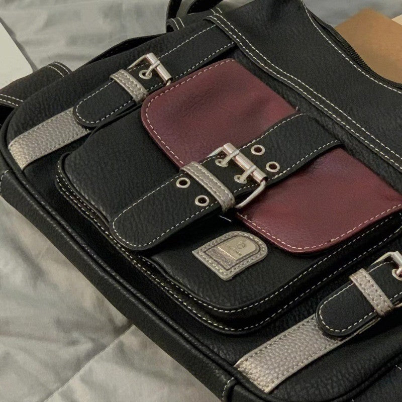 Y2K Vintage Crossbody Bag Women's Tote High Quality PU Leather Shoulder Bag Hip Hop Messenger Bag Female Large Handbag Commuter