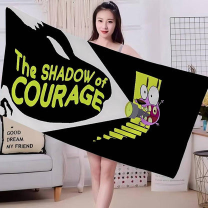 Cartoon C-Courage C-Cowardly Dog Bath Towel Microfiber Soft Absorbing Breathable For Girl Kids Decorative Cartoon Beach Towel